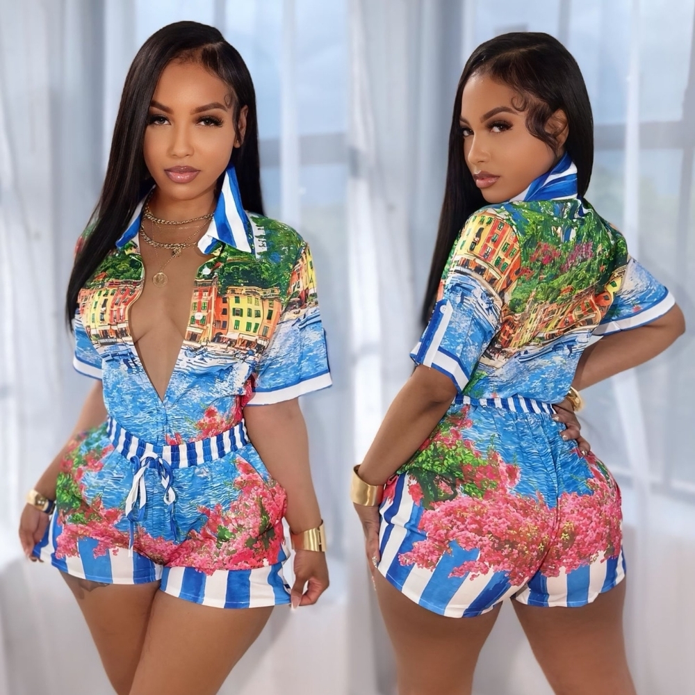 Colorful Striped Short Set - Picture 3 of 3